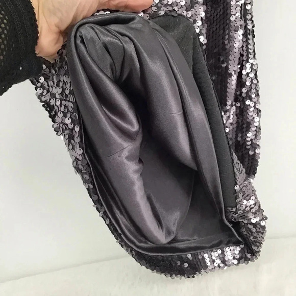 Aidan Maddox Woman’s Cold Shoulder Sequined Shift Dress Gunmetal Size 4 - Picture 7 of 10